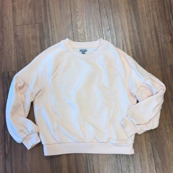 Aerie Balloon Sleeve Drop Shoulder Sweatshirt Baby Pink - Picture 2 of 6